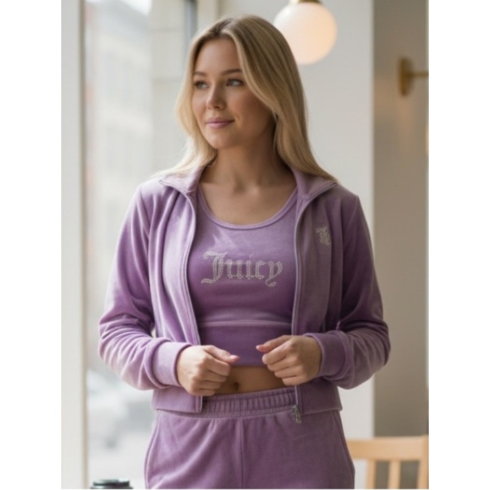 Juicy Couture Velour Track Jacket & Racerback Tank Set – Women's Small – Pink